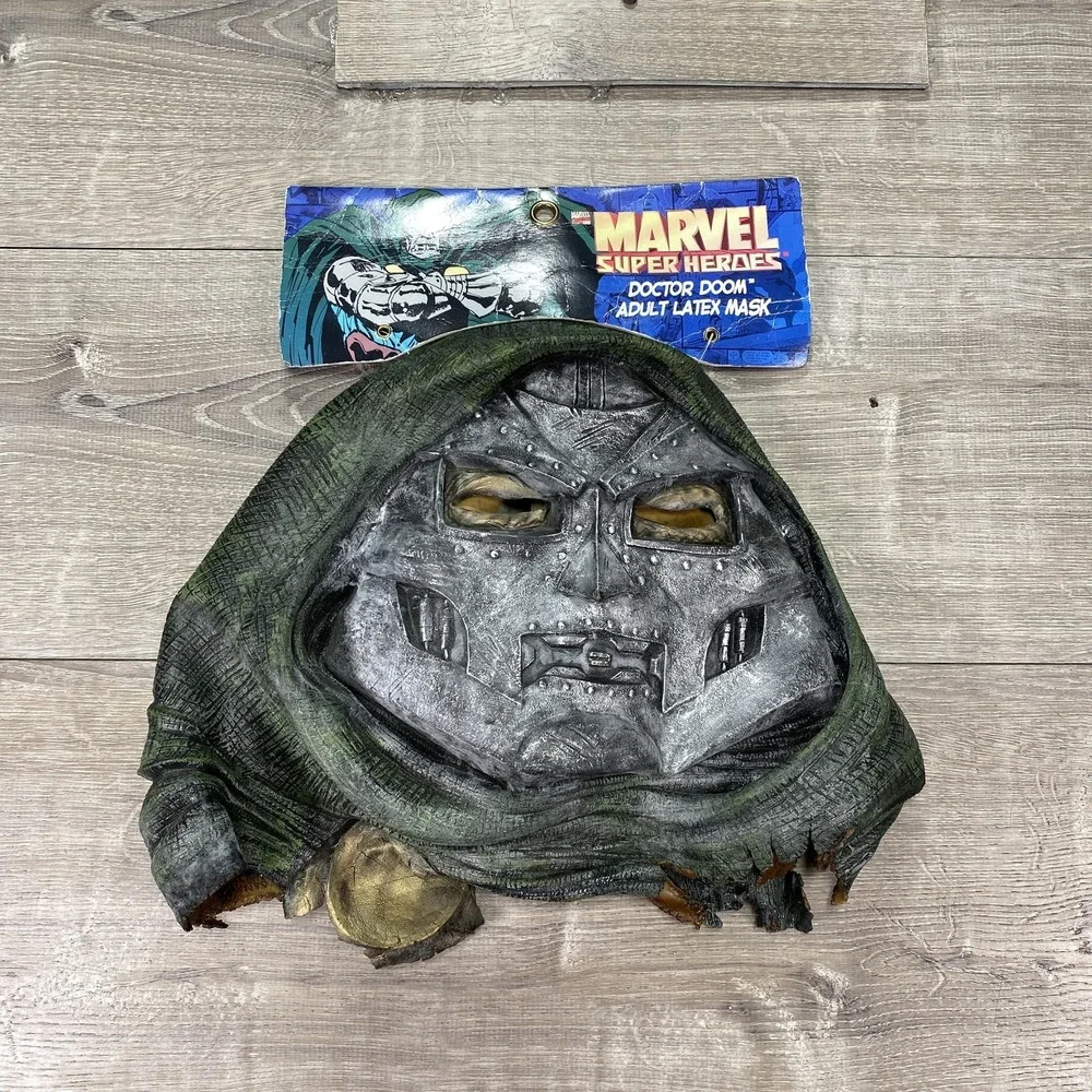 Disguise Marvel Doctor Doom‎ Mask Adult One Size Silver Green Vintage 1998 Mask